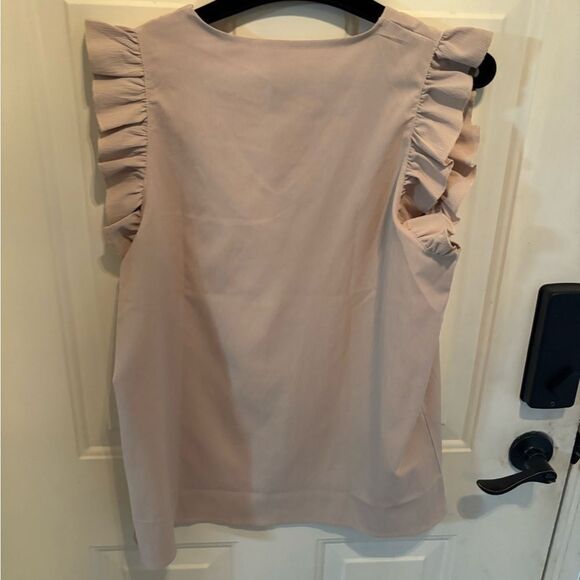 Amazon Cream Flutter Sleeve Blouse with Ruffled Details - Picture 4 of 4